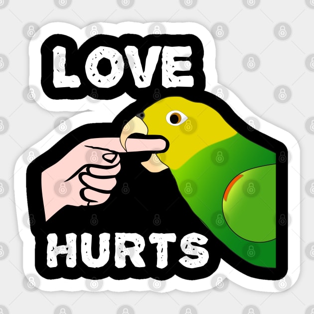 Love Hurts Double Yellow Headed Amazon Parrot Sticker by Einstein Parrot